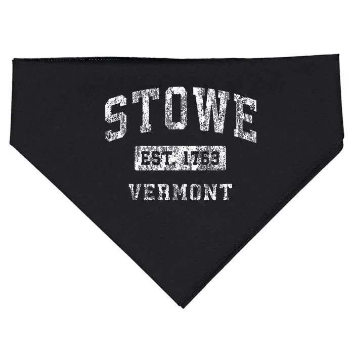 Stowe Vermont Vt Vintage Established Sports USA-Made Doggie Bandana