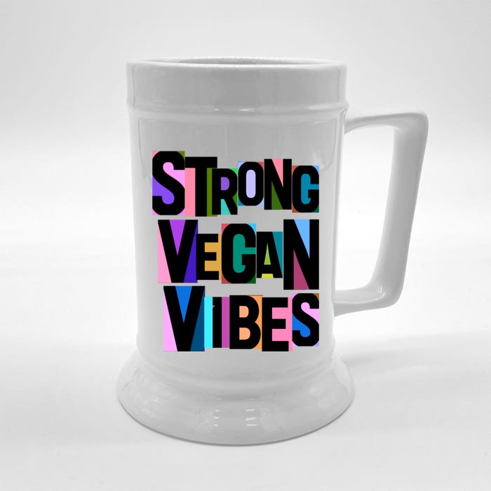 Strong Vegan Vibes Love Animals Veganism Cute Gift Front & Back Beer Stein