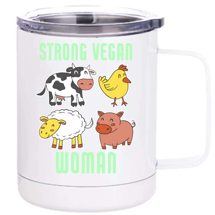 Strong Vegan Veganism Animal Lover Gift Front & Back 12oz Stainless Steel Tumbler Cup