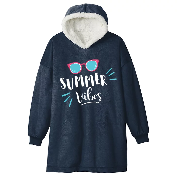 Summer Vibes Vacation Fun Hooded Wearable Blanket