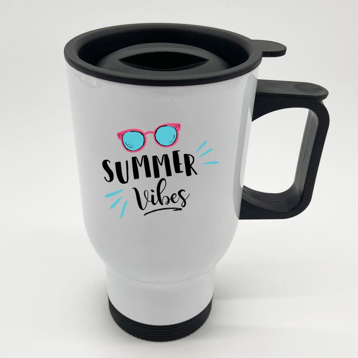 Summer Vibes Vacation Fun Front & Back Stainless Steel Travel Mug