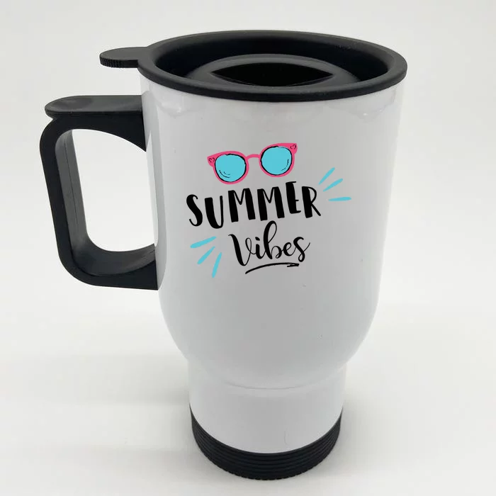 Summer Vibes Vacation Fun Front & Back Stainless Steel Travel Mug