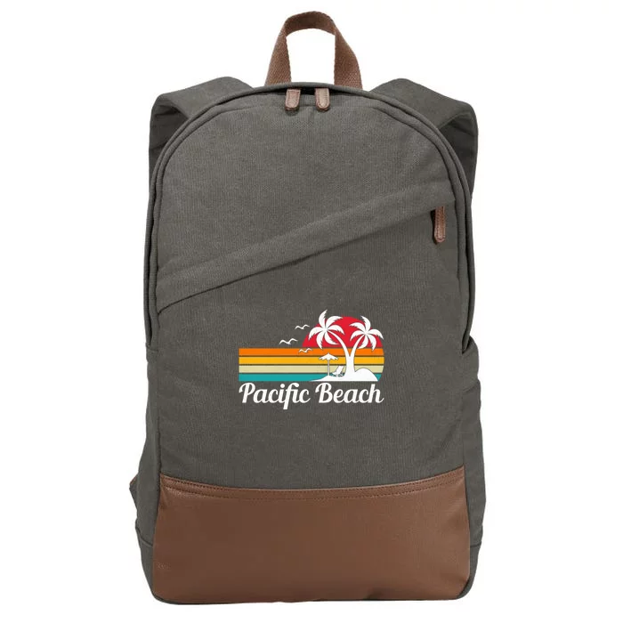 Summer Vacation Vintage Palm Tree California Pacific Beach Gift Cotton Canvas Backpack