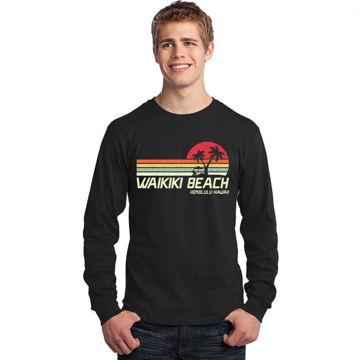 Summer Vacation Vintage Honolulu Hawaii Waikiki Beach Tall Long Sleeve T-Shirt