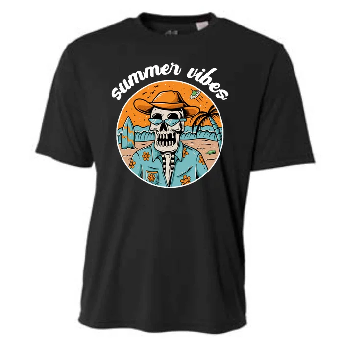 Summer Vibes Vintage Retro Skeleton Cooling Performance Crew T-Shirt