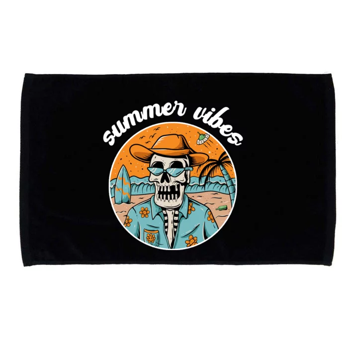 Summer Vibes Vintage Retro Skeleton Microfiber Hand Towel