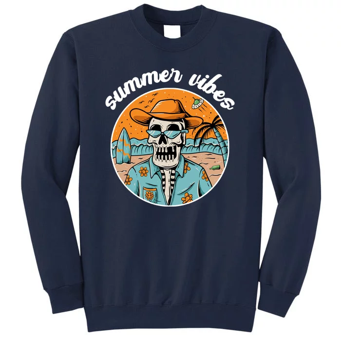 Summer Vibes Vintage Retro Skeleton Tall Sweatshirt