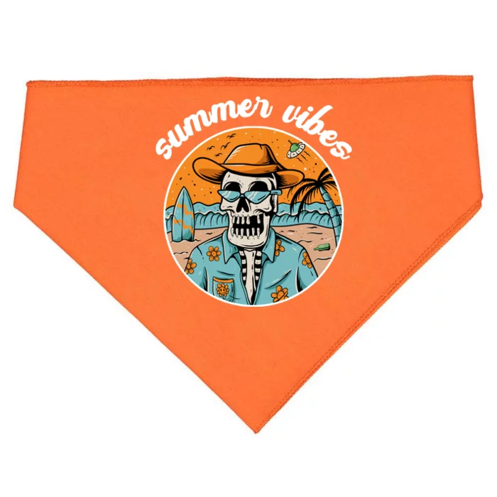 Summer Vibes Vintage Retro Skeleton USA-Made Doggie Bandana