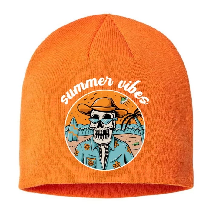 Summer Vibes Vintage Retro Skeleton 8 1/2in Sustainable Knit Beanie