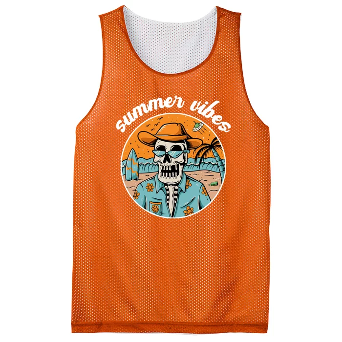 Summer Vibes Vintage Retro Skeleton Mesh Reversible Basketball Jersey Tank