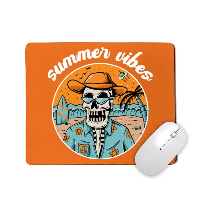 Summer Vibes Vintage Retro Skeleton Mousepad