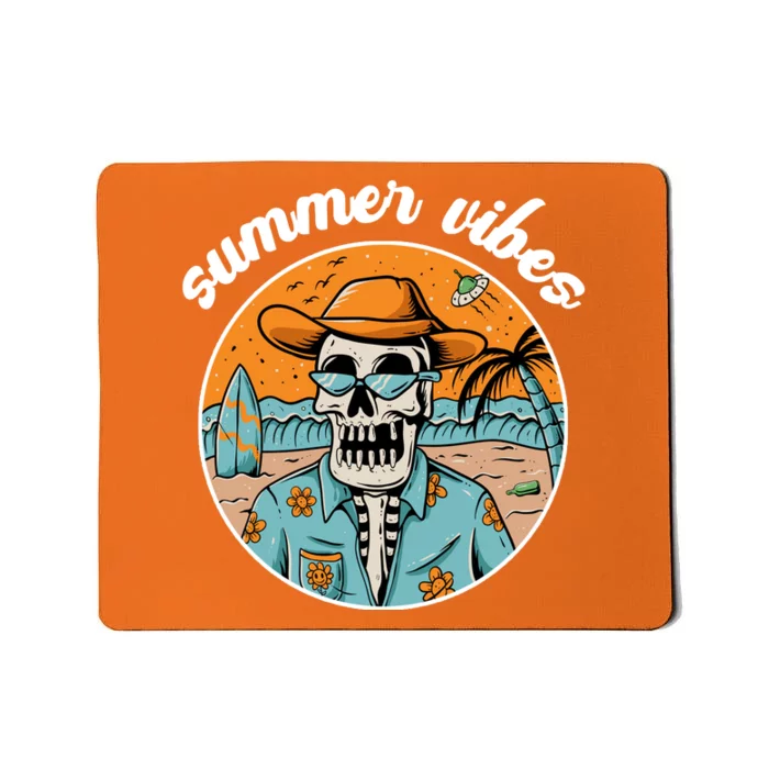 Summer Vibes Vintage Retro Skeleton Mousepad