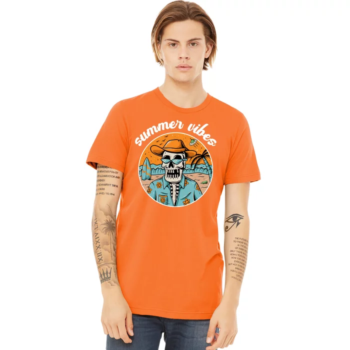 Summer Vibes Vintage Retro Skeleton Premium T-Shirt