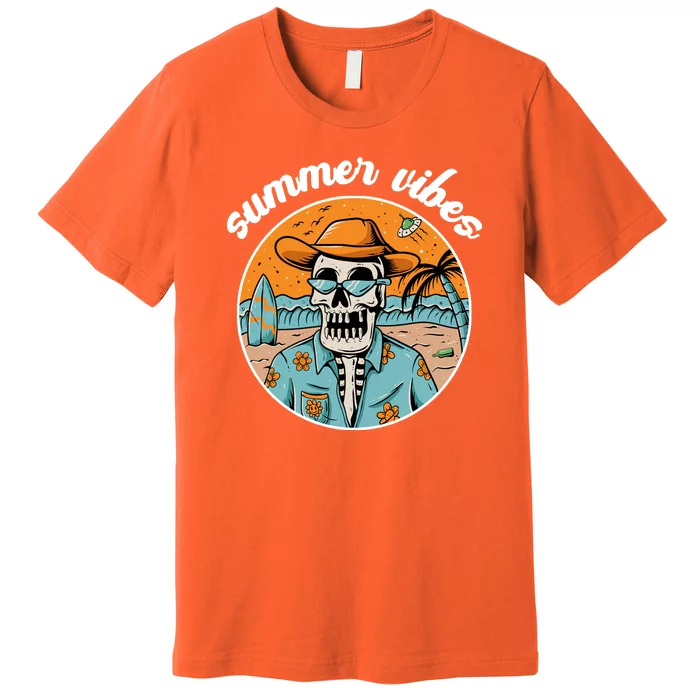 Summer Vibes Vintage Retro Skeleton Premium T-Shirt