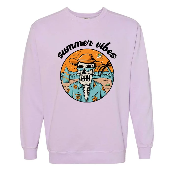 Summer Vibes Vintage Retro Skeleton Garment-Dyed Sweatshirt