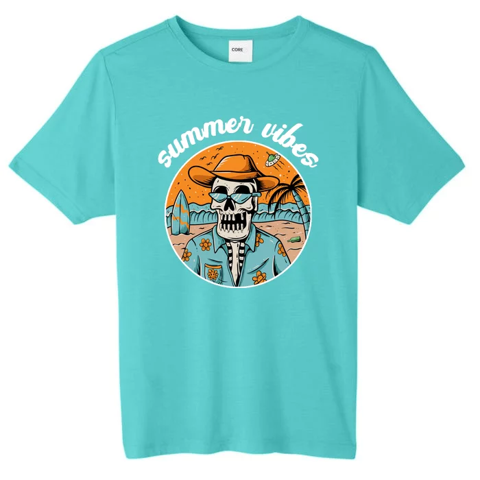 Summer Vibes Vintage Retro Skeleton ChromaSoft Performance T-Shirt