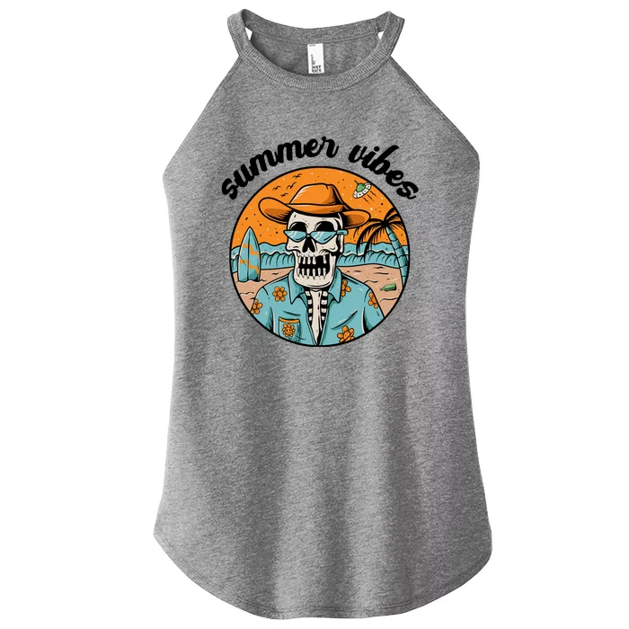 Summer Vibes Vintage Retro Skeleton Women’s Perfect Tri Rocker Tank