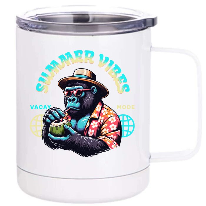 Summer Vibes Vacay Mode Cool Gorilla Great Gift Front & Back 12oz Stainless Steel Tumbler Cup