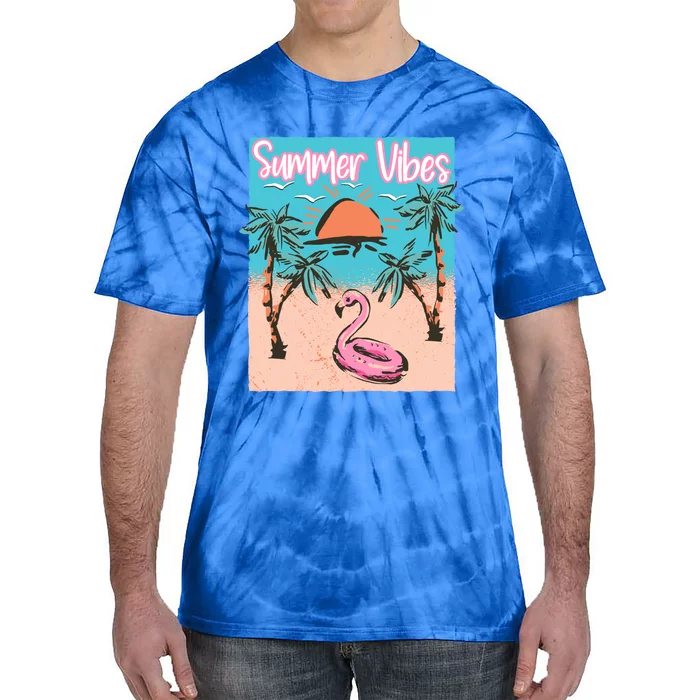 Summer Vibes Vacay Beach Flamingo Vacation Gift Tie-Dye T-Shirt