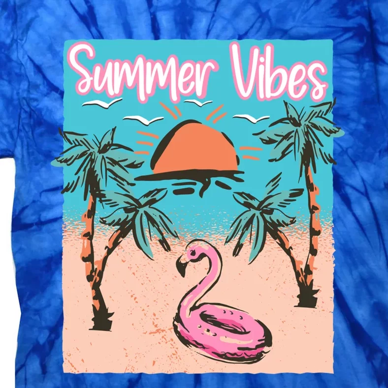 Summer Vibes Vacay Beach Flamingo Vacation Gift Tie-Dye T-Shirt