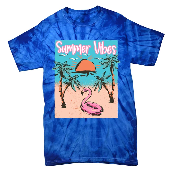 Summer Vibes Vacay Beach Flamingo Vacation Gift Tie-Dye T-Shirt