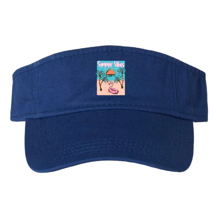 Summer Vibes Vacay Beach Flamingo Vacation Gift Valucap Bio-Washed Visor