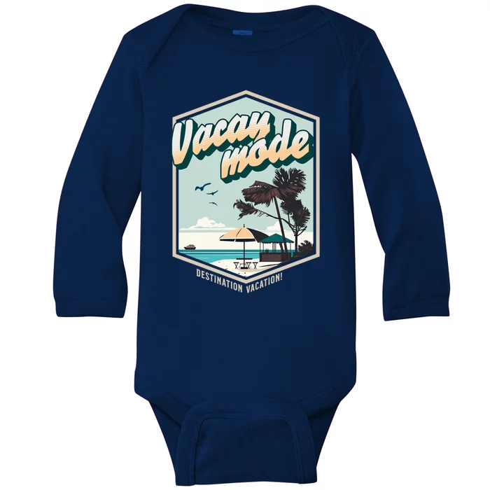 Summer Vacay Vibes Beach Palms Sunny Familiy Vacation Gift Baby Long Sleeve Bodysuit