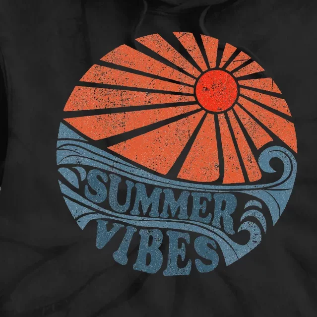 Summer Vibes Vintage Retro 70S Beach Vacation Tie Dye Hoodie