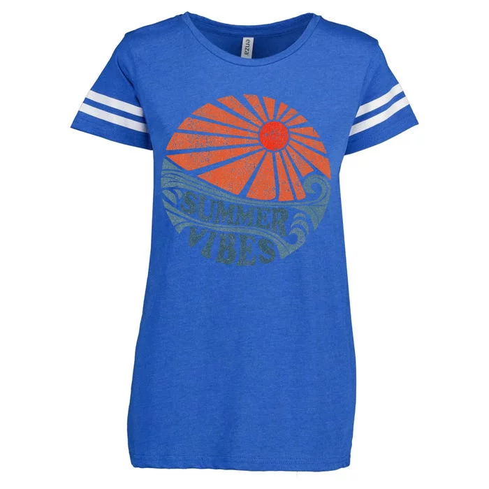 Summer Vibes Vintage Retro 70S Beach Vacation Enza Ladies Jersey Football T-Shirt