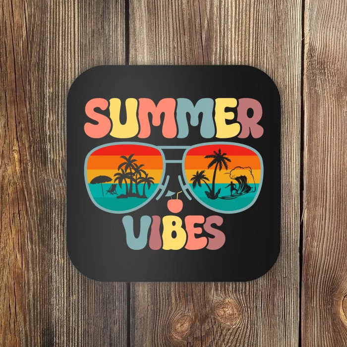 Summer Vibes With Sunglasses Graphic Coaster