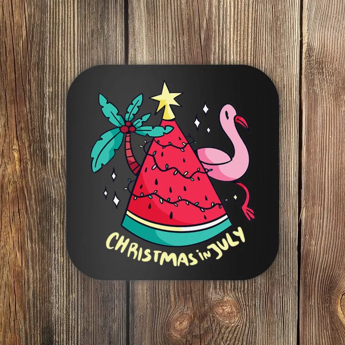 Summer Vacation Watermelon Christmas Tree Christmas In July Coaster