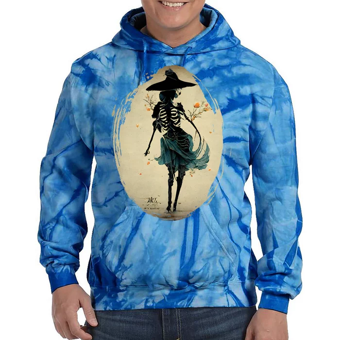 Spooky Vintage Witch Skeleton Dancing Happy Halloween Gift Tie Dye Hoodie