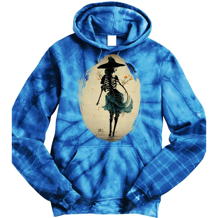 Spooky Vintage Witch Skeleton Dancing Happy Halloween Gift Tie Dye Hoodie