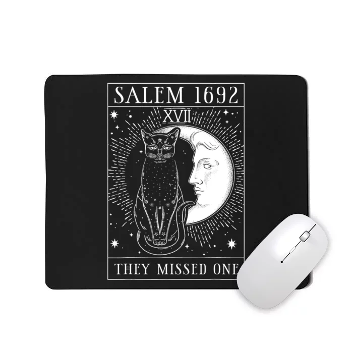 Salem Witch 1692 They Missed One Halloween Witch Costume Black Cat Mousepad