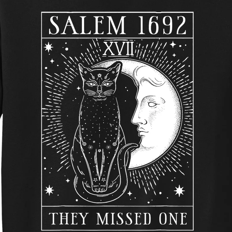 Salem Witch 1692 They Missed One Halloween Witch Costume Black Cat Tall Sweatshirt