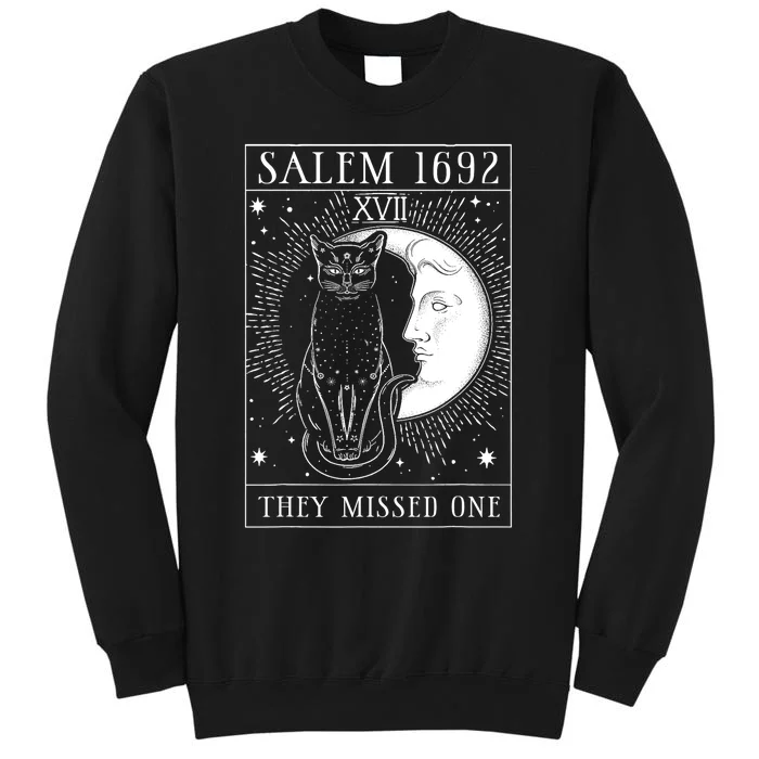 Salem Witch 1692 They Missed One Halloween Witch Costume Black Cat Tall Sweatshirt