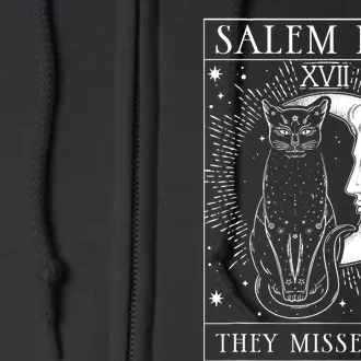 Salem Witch 1692 They Missed One Halloween Witch Costume Black Cat Full Zip Hoodie