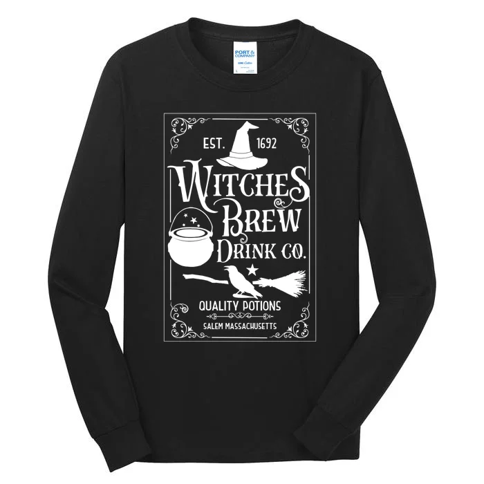 Salem Witch 1692 Witches Brew Drink Funny Witchy Halloween Tall Long Sleeve T-Shirt