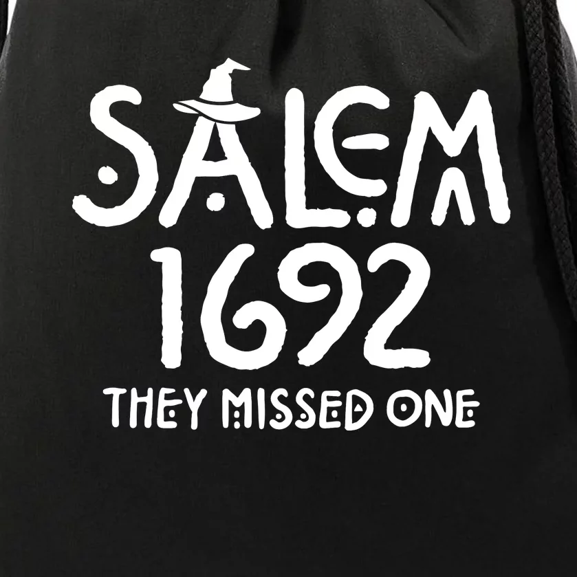 Salem Witch 1692 They Missed One Halloween Massachusetts Witch Trials Season Drawstring Bag