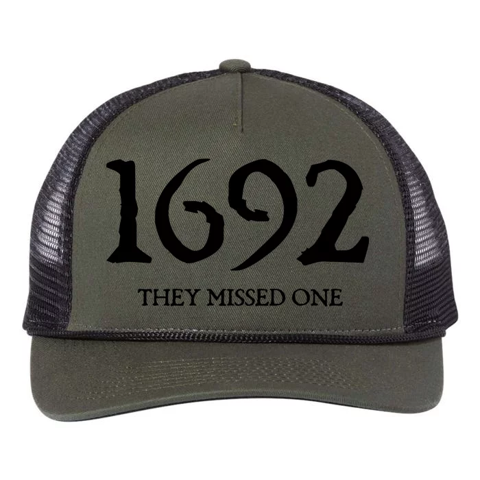 Salem Witch 1692 They Missed One Halloween Massachusetts Witch Trials Season Retro Rope Trucker Hat Cap