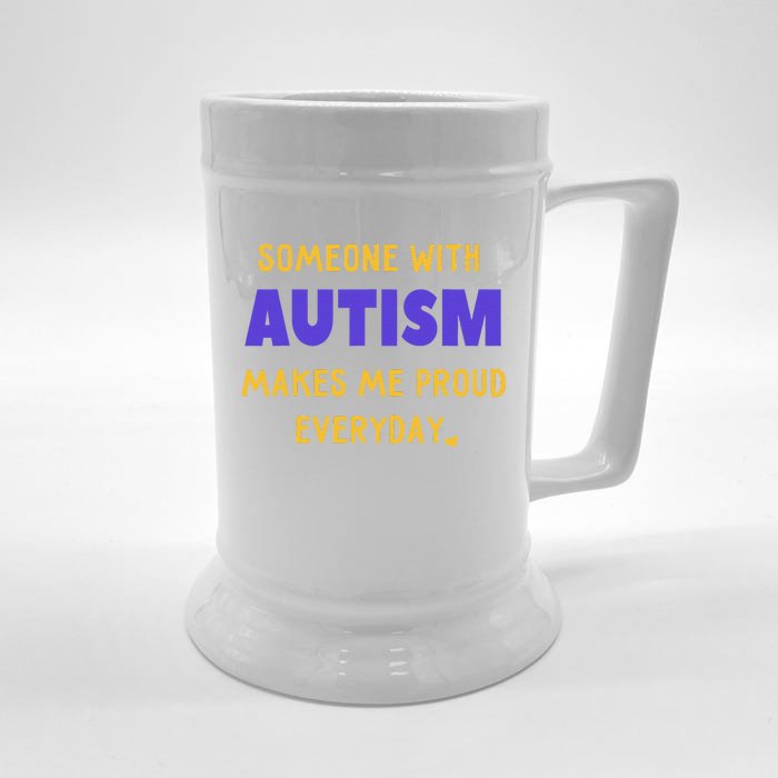 Someone With Autism Makes Me Proud Support Awareness Front & Back Beer Stein