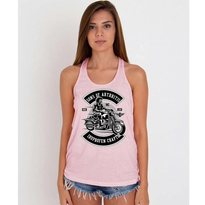 Sons With Arthritis Ibuprofen Chapter Motorcycle Rider Meaningful Gift Women's Knotted Racerback Tank