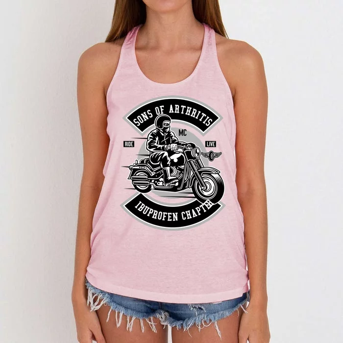 Sons With Arthritis Ibuprofen Chapter Motorcycle Rider Meaningful Gift Women's Knotted Racerback Tank