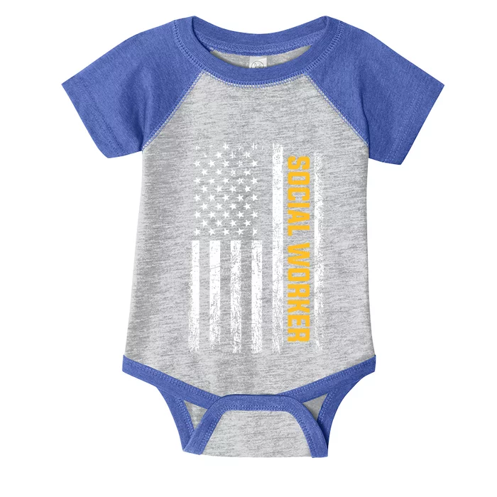 Social Worker American Flag Social Worker Gift Infant Baby Jersey Bodysuit