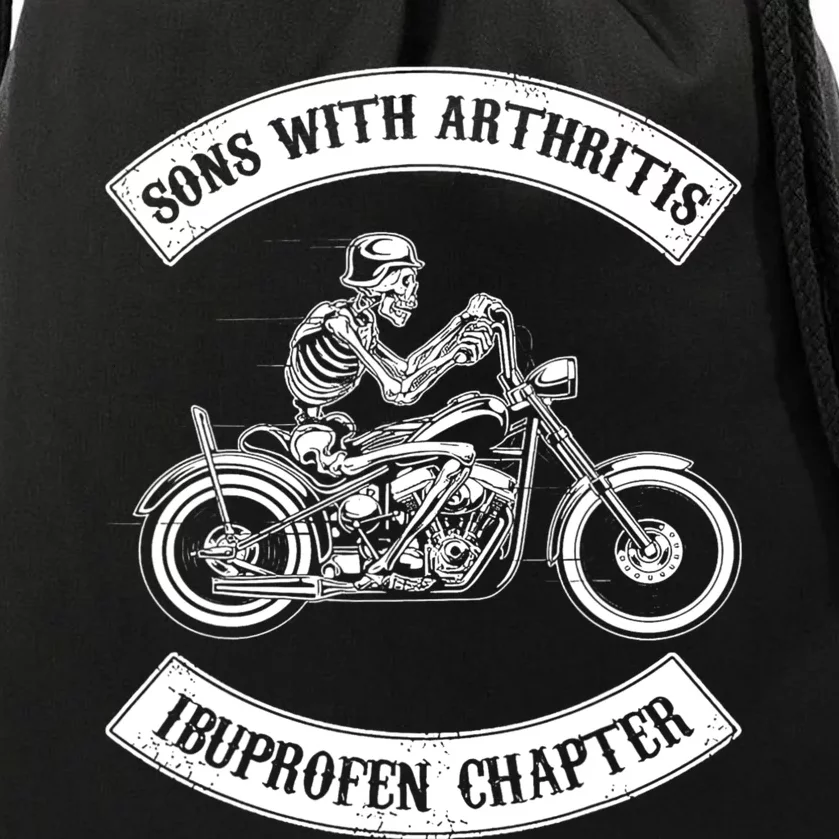 Sons With Arthritis Ibuprofen Chapter Funny Biker Skull Drawstring Bag