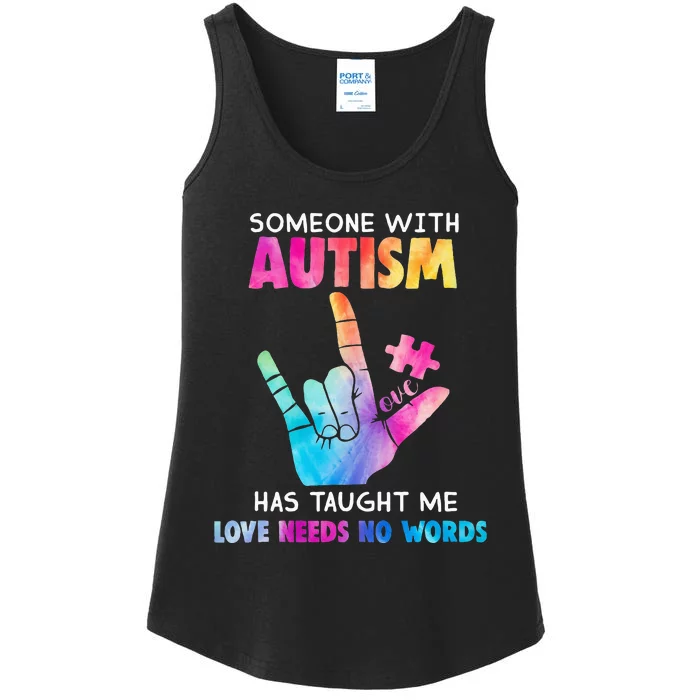 Someone With Autism Love Needs No Words Vintage Autism Mom Ladies Essential Tank