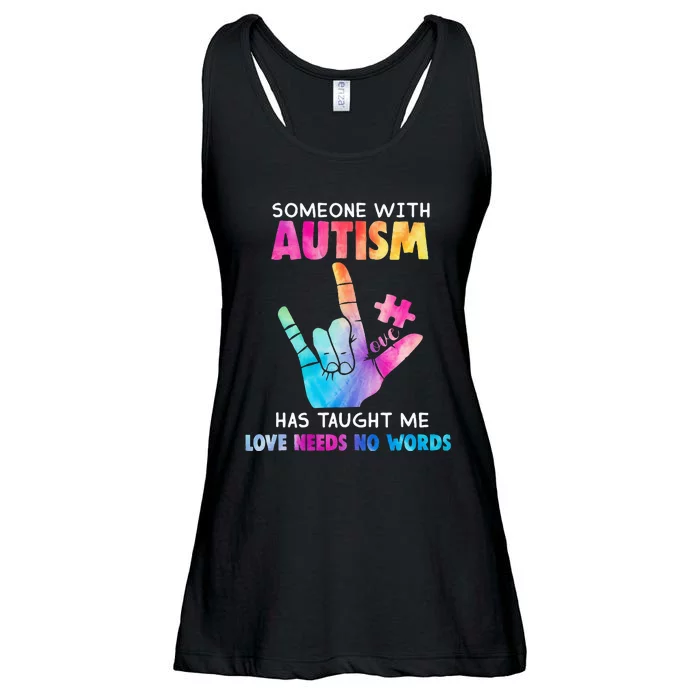 Someone With Autism Love Needs No Words Vintage Autism Mom Ladies Essential Flowy Tank