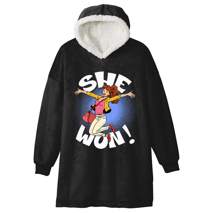 She Won! A Kamala Harris And 2024 President Elect Hooded Wearable Blanket