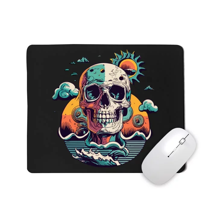 SKULL Waves And Sun Mousepad