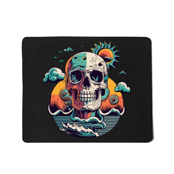 SKULL Waves And Sun Mousepad